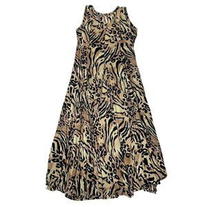 Vintage M.P.H. Sleeveless V-Neck Animal Print Rayon Maxi Dress Size Medium